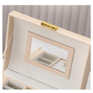 Square Handmade Customizable Eco-Friendly Gift <b>Box</b> <b>Jewelry</b> Organizer Large Capacity Double Drawers PU <b>Leather</b> for Travel Storage - Product Image 4