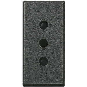 Enchufe de Pared Axolute HS4113, 1 Salida, 2P+T, 10A, 250Vac, Espaciado de 19 mm, Conexión a Tierra Estándar, Plástico - Product Image 1