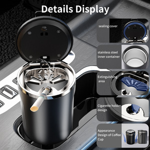 Cendrier de voiture multifonctionnel avec couvercle, disponible en quatre couleurs, cendrier anti-cendres pour véhicule, vente en gros et personnalisation - Product Image 3