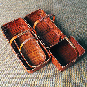 Bamboo Woven <b>Basket</b> Rectangle Handmade <b>Storage</b> Kitchen Home Office Use - Product Image 4