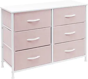 Heißer Verkauf rosa Stoff moderne Schlafzimmer möbel Abstand sparen Lagerung 6 Schubladen Kommode Kommoden
