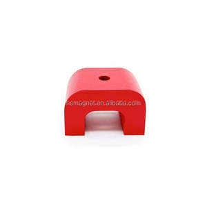 Grand <span class=keywords><strong>aimant</strong></span> permanent industriel en AlNiCo <span class=keywords><strong>rouge</strong></span> de 45 mm x 30 mm x 30 mm en forme de fer à cheval avec trou de 6,35 mm, force de traction de 11 kg - Product Image 2