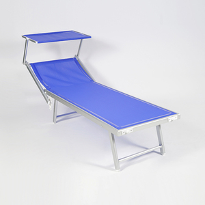 Chaise longue <span class=keywords><strong>de</strong></span> plage pliante moderne en aluminium pour extérieur, avec pare-<span class=keywords><strong>soleil</strong></span> détachable et dossier réglable en hauteur, idéale pour le camping, le parc, la cour et la chambre. - Product Image 4