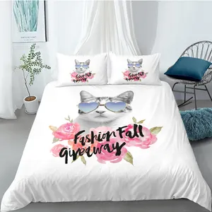 Giá Rẻ Giường Linen Comforter Set Bedding, 4 Cái Trẻ Em Mèo Bedding Set 3D Tấm Ga Trải Giường In/
