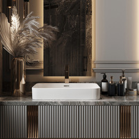 Armoire de toilette murale de style japonais de 48 pouces pour salles de bains, lavabos doubles