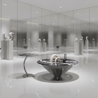 Ensemble de 2 tables basses de luxe modernes en titane noir et or inoxydable, faciles à nettoyer, pour salon, Guangdong