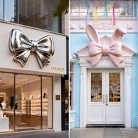 Escultura de Fibra de Vidrio Personalizada en 3D, Gigante, Rosa, Hecha a Mano, con Lazo de Mariposa, para Regalos, Tiendas y Boutiques
