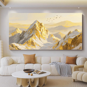 Peinture à l'huile moderne <span class=keywords><strong>Montagne</strong></span> Dorée faite à la main, texture épaisse, <span class=keywords><strong>couteau</strong></span> à palette, art mural 3D sur toile pour salon - Product Image 4