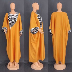 Midden-Oosterse moslimvrouwen bedrukte casual wijde lange jurk T-shirtjurk korte mouwen maxi jurken - Product Image 4