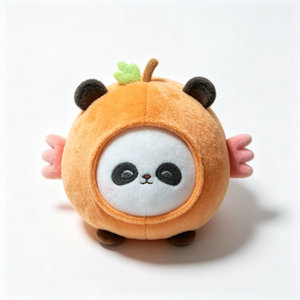 Peluche personnalisée Panda Citrouille Orange, Peluche Panda en Costume de Fruit Rond, Peluche Panda Orange Rond Mignon - Product Image 4