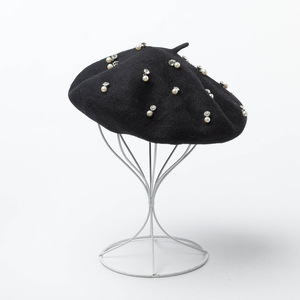 Nuevo <span class=keywords><strong>Gorro</strong></span> <span class=keywords><strong>de</strong></span> Punto con Decoración <span class=keywords><strong>de</strong></span> Perlas y Diamantes para Invierno, <span class=keywords><strong>Gorro</strong></span> <span class=keywords><strong>de</strong></span> Lana Cálido y Plano para Mujer, <span class=keywords><strong>Gorro</strong></span> <span class=keywords><strong>de</strong></span> Pintor Artista con Cuentas <span class=keywords><strong>de</strong></span> Moda - Product Image 2