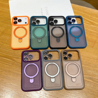 Coque de téléphone antichoc IMD mate en TPU-PC avec béquille magnétique rotative et chargement sans fil pour la série 17 (MOQ 500)