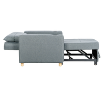 Canapé-lit moderne 3-en-1 extensible en tissu avec cadre métallique, fauteuil pliant et canapé