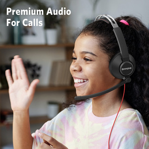 BINNUNE BH02 Auriculares con cable de una sola oreja con micrófono USB/3,5 mm para Call Center, oficina, PC, portátil, juegos - Product Image 2