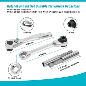 DURATECH 56-Piece 1/4\" Mini Ratchet Wrench Screwdriver Bit <b>Set</b> 72-Tooth 60-Tooth With Socket OEM Customizable <b>Hand</b> <b>Tools</b> - Product Image 3