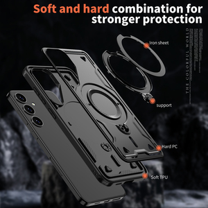 Support magnétique antichoc en métal avec anneau rotatif à 360° °   Étui de protection avec chargeur sans fil rotatif pour <span class=keywords><strong>Samsung</strong></span> S25 S24 S23 - Product Image 4