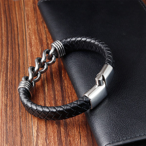 Bracelet tressé hip-hop pour homme, bijoux de mode, chaîne en acier inoxydable, fermoir magnétique, style classique - Product Image 2