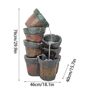 <span class=keywords><strong>Fontaine</strong></span> d'eau extérieure en résine décorative de jardin avec éclairage LED, étanche, au design moderne, autoportante pour cour ou <span class=keywords><strong>balcon</strong></span> - Product Image 2