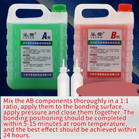 Colle acrylique AB transparente à faible formation de bulles pour collage de lentilles optiques, colle méthacrylate rouge et bleue