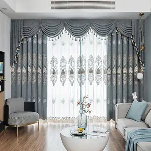 100% polyester beautiful design embroidered cheap window curtains