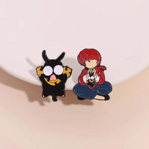 Badge de revers en métal de style anime Love <span class=keywords><strong>Drama</strong></span>, vente en gros, pas cher, noir et blanc, style bande dessinée, épingles en émail doux en stock - Product Image 5