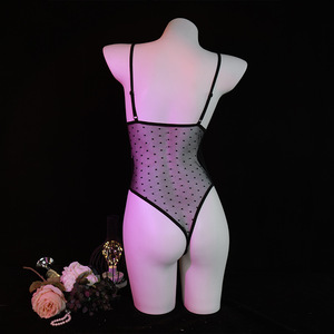 Ensemble de lingerie sexy noir pour femme, body en dentelle transparente, entrejambe ouvert, effet ventre plat, 8365 - Product Image 2