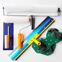 Kit d'outils professionnel pour ciment autonivelant DIY, rouleau à pointes pour sols en époxy, chaussures à pointes de construction, raclette en acier inoxydable