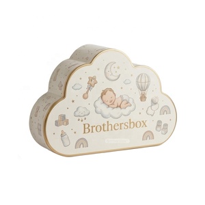 Boîte cadeau pour nouveau-né en forme de nuage, design personnalisé, emballage cadeau de luxe biodégradable irrégulier avec insert - Product Image 2