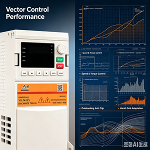 <span class=keywords><strong>Inverter</strong></span> a <span class=keywords><strong>Controllo</strong></span> Vettoriale Serie AC200, Coppia di Avviamento 150%, 16 Fasi, Funzione Non-Stop in caso di Interruzione Istantanea di Corrente - Product Image 2