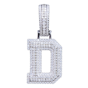 Pendentif de luxe en moissanite lettre D, en argent 925, micro-pavé, taille ronde, unisexe, pour soirée, plaqué or rose, breloque hip-hop - Product Image 2