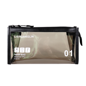 Waterproof PVC Transparent Makeup Bag New Black Recycled Organizer Travel Cosmetic Set Toiletry Storage for Bathroom - Product Image 1