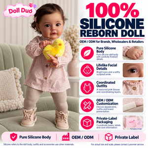 Muñeca Duo personalizada de 18 pulgadas, cuerpo completo de silicona, muñeca bebé Reborn, traje rosa, juguete para niña pequeña, regalo de Navidad para niños - Product Image 1