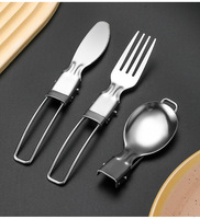 Nouvel ensemble de couverts pliables minimalistes en acier inoxydable 304 avec fourchette, couteau et cuillère portable pour pique-niques et camping en extérieur