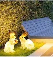 Iluminación moderna de resina para paisaje, lámpara de césped de conejo para jardín, patio, camino