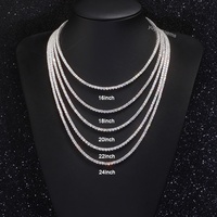 Prix de gros Bijoux en diamant 2mm-6.5mm Collier en argent sterling 925 Chaîne tennis en moissanite