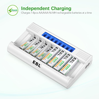 EBL 8 Bay baterai isi daya cepat, baterai isi daya Cepat 1100mAh Aa NIMH dengan pengisi daya