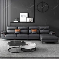 Canapé sectionnel moderne minimaliste en bois massif et tissu pour petits appartements et salons. Luxe, tendance, haut de gamme, technologique