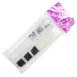 SunelPort Joyería para <span class=keywords><strong>Uñas</strong></span>, Diamantes de Imitación Transparentes de Gelatina con Diseño de Dibujos Animados, Diamantes Negros, 12 Cajas, 2/3/4 mm, Perlas Blancas con Parte Posterior Plana, SP-205, Simple - Product Image 2