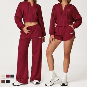 OEM Custom Activewear Set Casual Loose Fit Hoodie and Joggers Tracksuit Wear Gym Running Yoga Outfit Sweatshirt Set