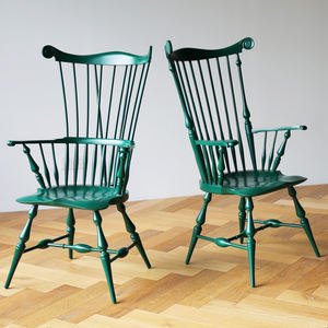 Роскошное обеденное кресло в скандинавском стиле из массива ореха с подлокотниками, оливково-зеленое, ретро, из гнутой древесины, в стиле Виндзор, акцентное кресло, кресло-качалка для взрослых - Product Image 1