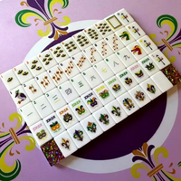 Ensemble de Mahjong de Luxe Moderne Rainbow Carnival pour Fêtes à Domicile, Fabriqué sur Mesure par Fengcai Factory, en Acrylique Gravé, Durable et Écologique, Style Américain