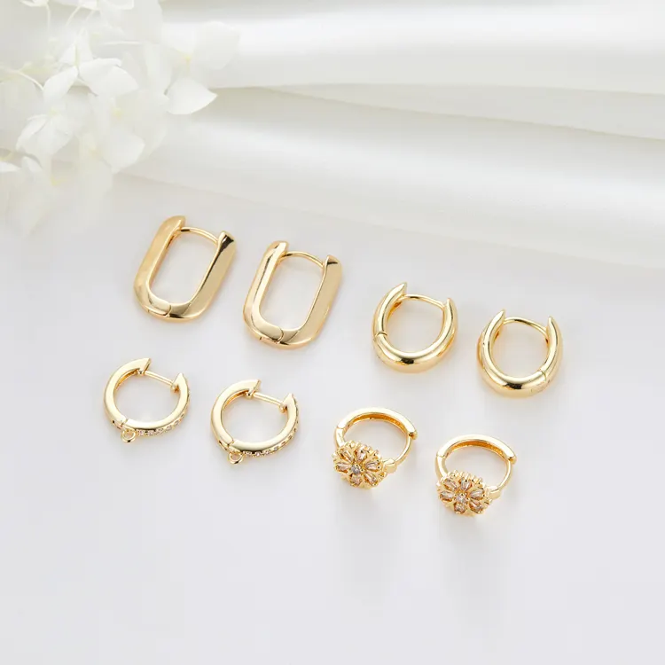 Wholesale Brass Lead and Nickel Free Gold Hoop Earring 14K Gold Jewelry for Women