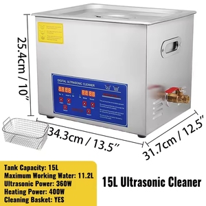 <span class=keywords><strong>Nettoyeur</strong></span> à ultrasons 15L 300W 40kHz, machine de nettoyage à ultrasons professionnelle avec minuterie et chauffage pour armes à feu et pièces automobiles - Product Image 1