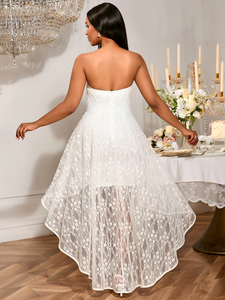 AM050321 <span class=keywords><strong>Robe</strong></span> de Mariée en Dentelle Blanche Coupe Trapèze Asymétrique Élégante <span class=keywords><strong>Robe</strong></span> Fourreau pour Femme <span class=keywords><strong>Demoiselle</strong></span> <span class=keywords><strong>d</strong></span>'<span class=keywords><strong>Honneur</strong></span> - Product Image 3