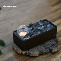 Diffuseur d'arômes Aromacare sans eau, rechargeable par batterie, en bois et verre, paysage au lever du soleil, nébuliseur d'huiles essentielles
