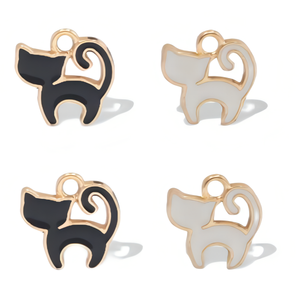 100 Chiếc Mặt Dây Chuyền Mèo Tráng Men Mạ Vàng Đen Trắng Hồng Mèo Quyến Rũ Trang Sức Động Vật Dễ Thương Nhẫn Chỉnh Trang - Product Image 1
