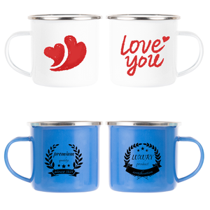 Biểu Tượng Tùy Chỉnh Bán Sỉ Tái Sử Dụng Cán Rim Kim Loại Thép Tin Men Cắm Trại Cà Phê Trà Enamelware Cup Mug Với Xử Lý - Product Image 2