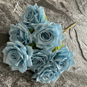 Bouquet de 7 grandes roses artificielles pour amoureux, fausse composition florale pour cérémonie de mariage, décoration florale pour table de salon à la maison - Product Image 4