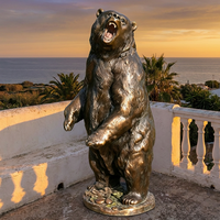 Sculpture d'ours en bronze 3D puissante avec base ornée - Figurine d'animal classique de luxe pour les cadeaux de la Fête Nationale et les anniversaires