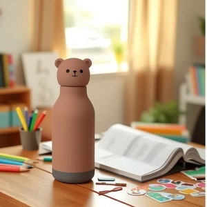 Thermos en acier personnalisable pour enfants de 500ml avec couvercle de dessin animé Bouteille d'eau animale mignonne - Product Image 6
